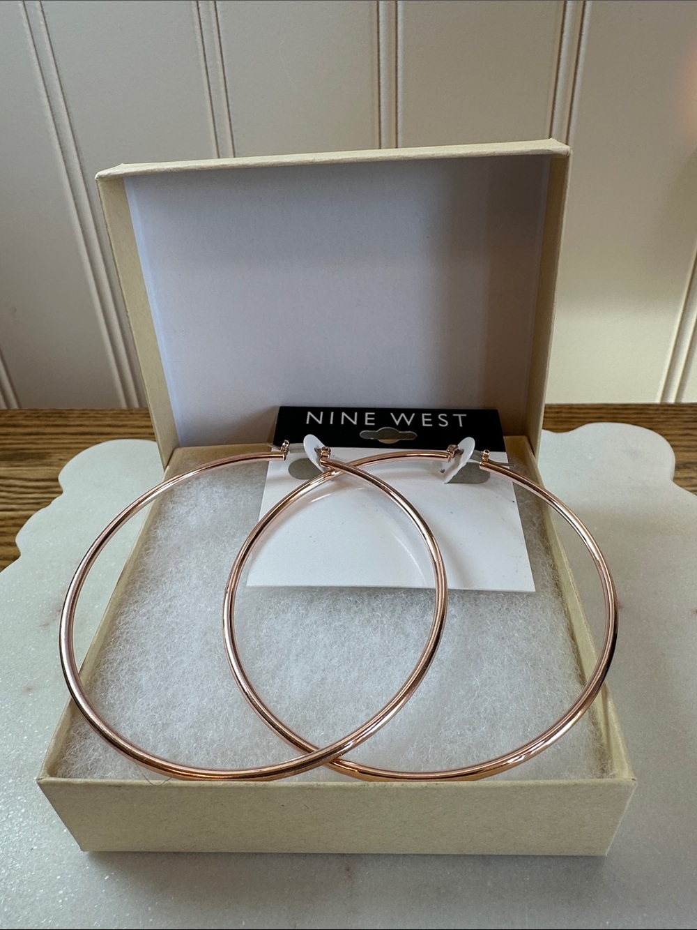 Nine West Rose Gold Thin Hoop Earrings
